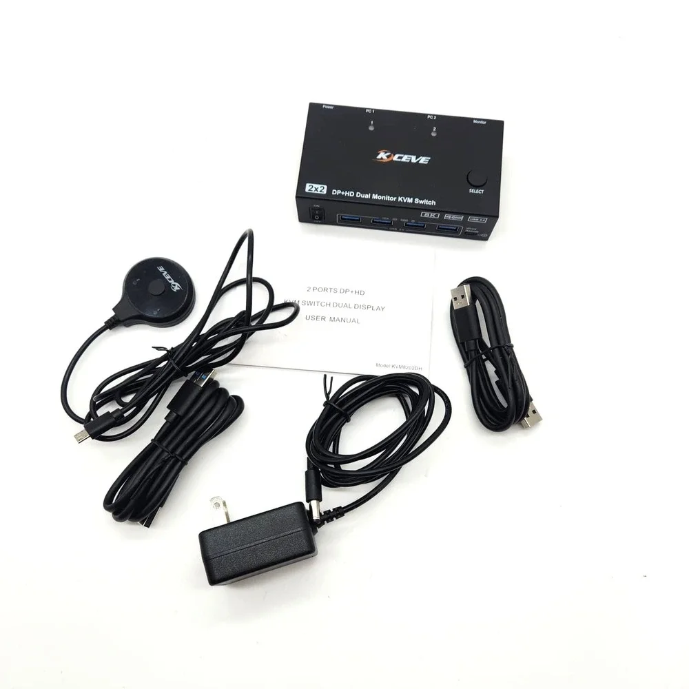 ANGEET KVM Switch 2 Monitors 2 Computers HDMI DisplayPort 4K‎ 144Hz USB 3.0